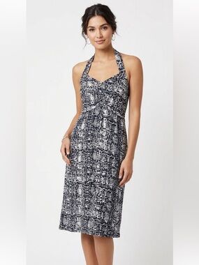 BB Collection Halter Dress Black/White Snakeskin Print Small